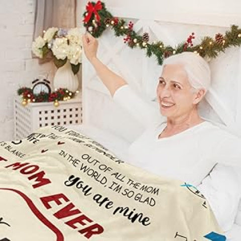GEEMBI Christmas Birthday Gifts for Mom- Super Soft Flannel Throw Blanket for Couch 50x60 In- Mom Birthday Gifts from Daughter Son, Birthday Gift for Mother in Law, Mama Gift Ideas