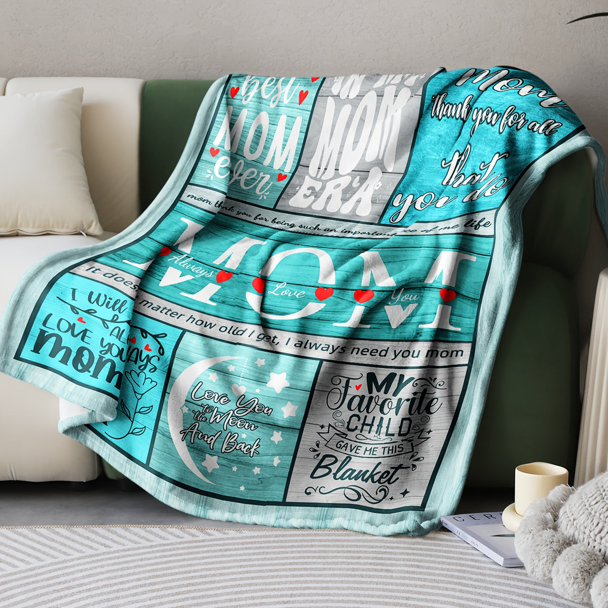 1pc Super Soft Flannel Letter Blanket Birthday Gift for Mom, Comfortable Travel Blanket for, Couch, Chair- Perfect for Mothers Day, Christmas, Valentines Day, And Any Occasion