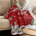 1pc, Christmas Elf and Snowy Tree Branch Pattern Red Flannel Blanket, Soft, Comfortable, and Warm, Festive Design, Durable Plush Surface, All-season Universal Sofa Blanket, Warm Throw Blanket, Multiple Sizes Available, Suitable for Living Room Sofas