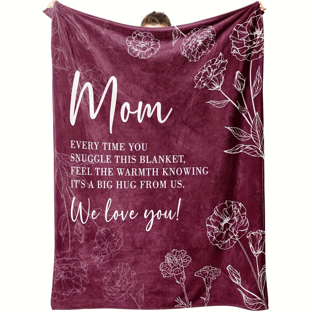 A Cozy Blanket Featuring a Wine Red Backdrop Adorned with a White Floral Design, Perfect As a Birthday Present for Mothers, Daughters, And Sons. Ideal for Use in Dorms, Office Naps, Outdoor Camping, Or As Room Decor, with a Thickness of 280Gsm