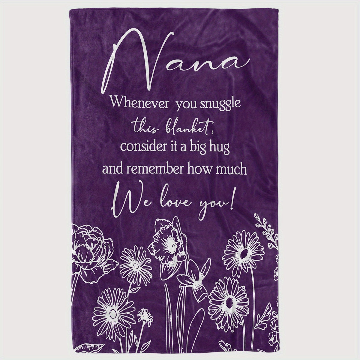 1pc Nana Floral Flannel Throw - a Soft, Warm, And Lightweight Blanket Perfect for Grandma, Featuring a Heartfelt Message. Ideal As a Birthday Gift, This All-Season Blanket Is Suitable for The Couch,, Or Office