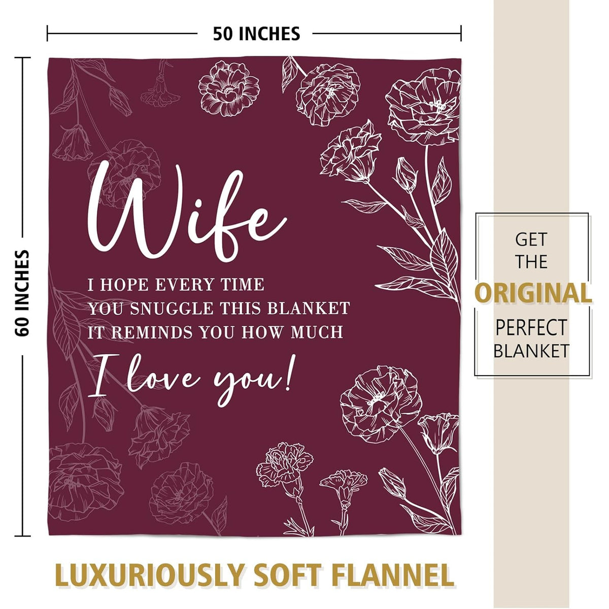 Presents for Your Spouse on Valentine'S Day, Birthday Gift Suggestions from a Husband, Anniversary Gifts for Her, And a Romantic Wedding Blanket for Your Wife Measuring 60 X 50, in Burgundy