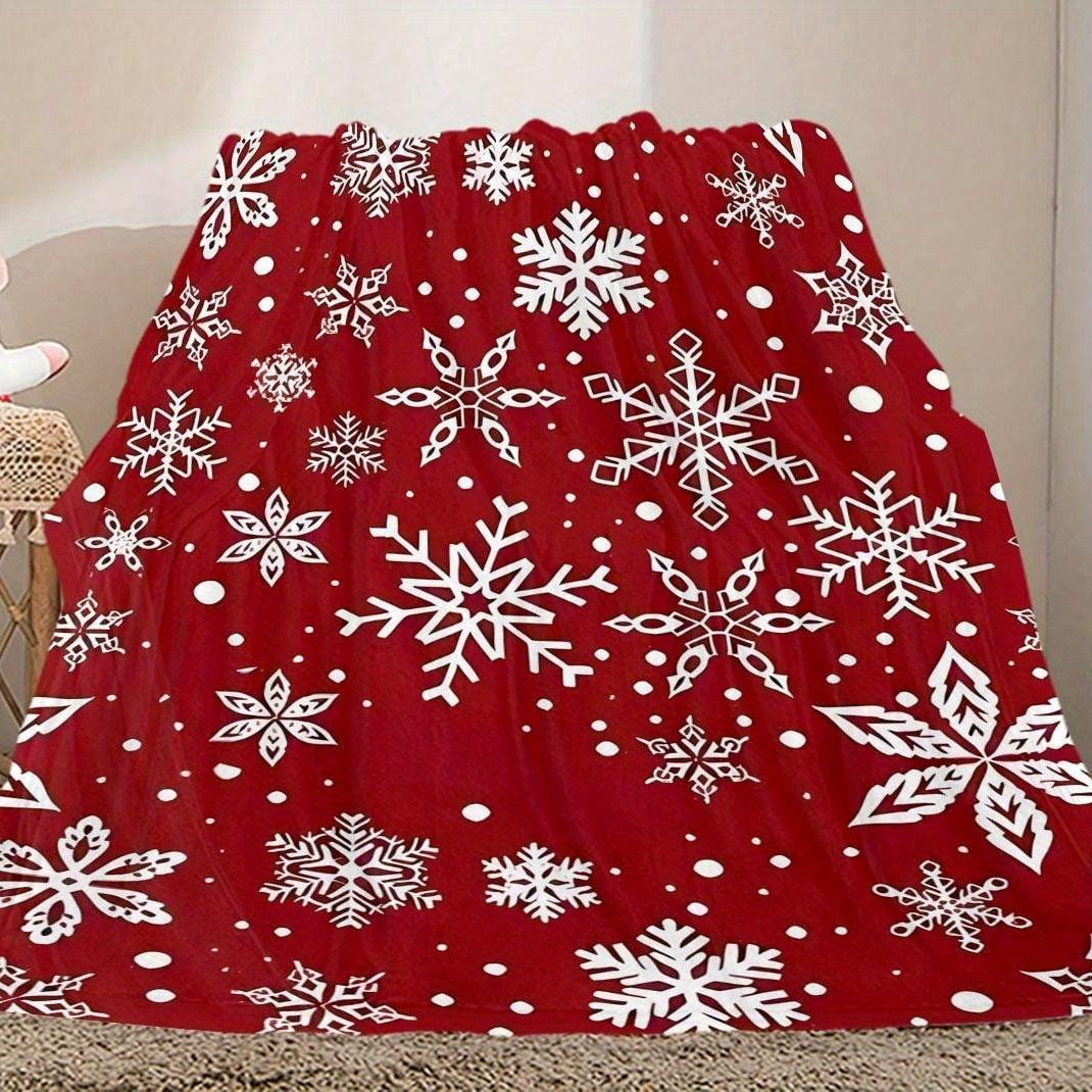 Cozy And Soft Christmas Blanket Featuring Snowflakes, Lightweight Yet Warm, Suitable for All Seasons, Perfect for Beds And Sofas, Weighing 280Gsm