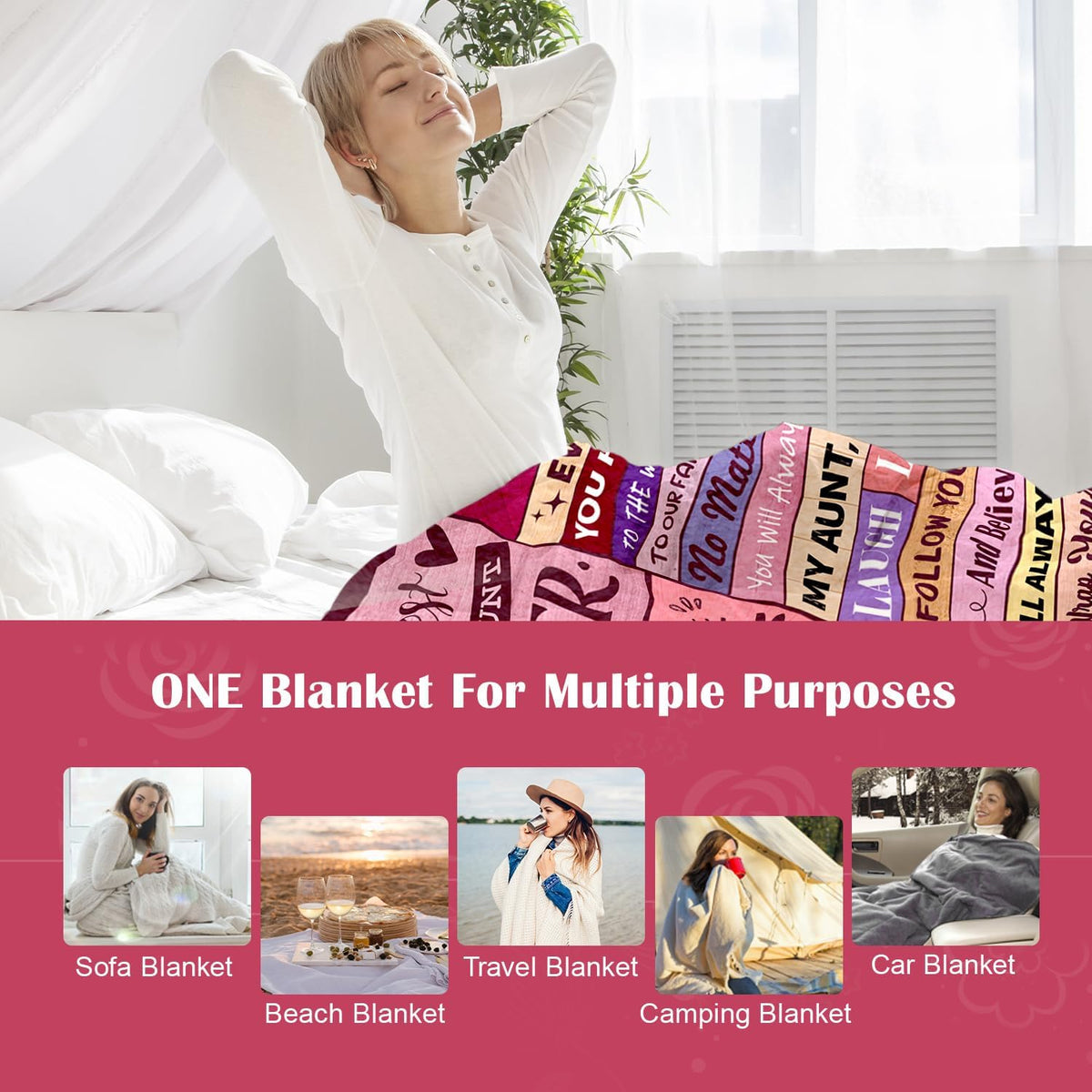 Aunt Gifts- Gifts for Aunt from Niece Nephew- Best Aunts Ever Gift- Great Aunts Gifts- Auntie Gift for Women- Christmas Valentines Day& Mothers Day Birthday- to My Aunt's Blanket 60x80