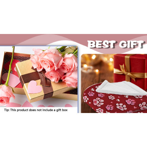 A Flannel Throw Blanket Featuring Paw Prints for Valentine'S Day, in Red And Pink, Perfect As a Romantic Gift for Anniversaries, Weddings, Or Birthdays for Women, Girlfriends, Wives, Or Lovers. This Soft Blanket Is Ideal for Bedding Or The Sofa
