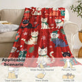 1 Christmas Cat-patterned Blanket with Red Snowflake and Gift Print Design, Full-body Throw, Soft Flannel Plush Surface, Lightweight and Durable, Available in Multiple Sizes, Suitable for Holiday Decor, Living Room Lounging, Bedroom Warmth, and Sofa