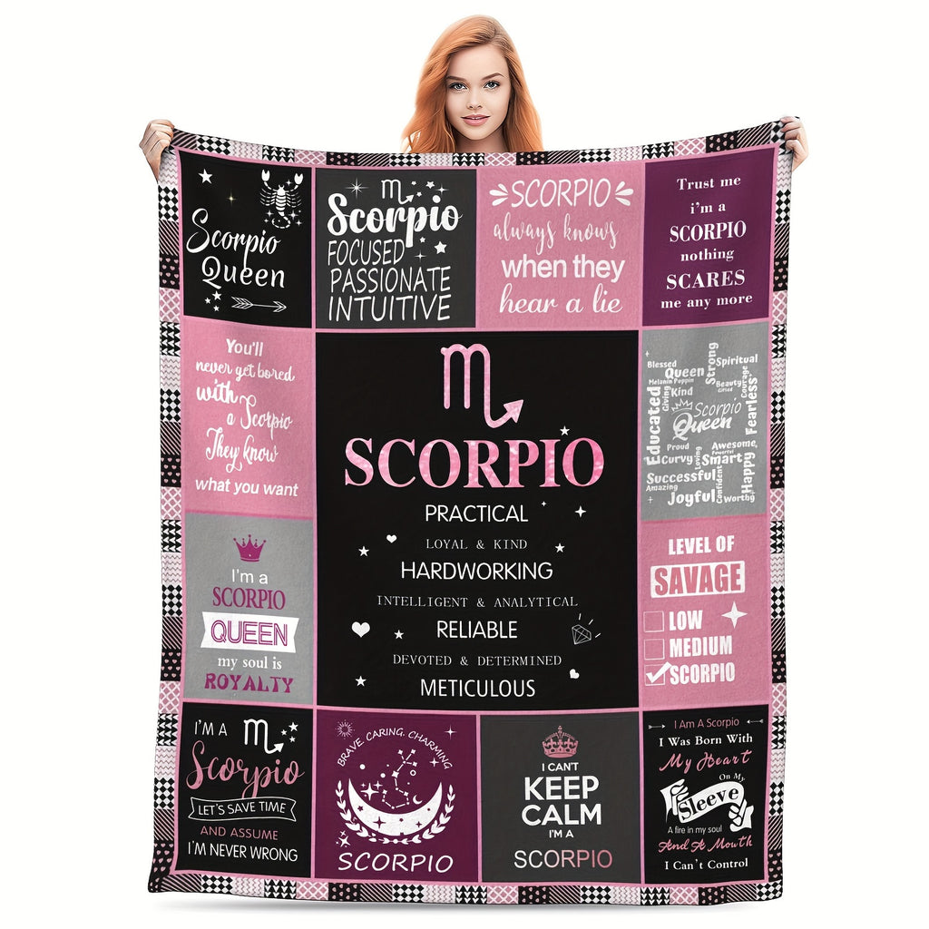 1pc Zodiac Blanket Gift for Women and Men, Birthday Christmas Gift Idea, Aries, Taurus, Gemini, Cancer, Leo, Virgo, Libra, Scorpio, Sagittarius, Capricorn, Aquarius, Pisces, Zodiac Women Blanket Gift, Zodiac Themed Home Decor 60x80