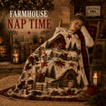 Blankets, Country Cottage Christmas Blanket Vintage Barn Pine Wreath Living Room Sofa Bedroom Lunch Break Blanket