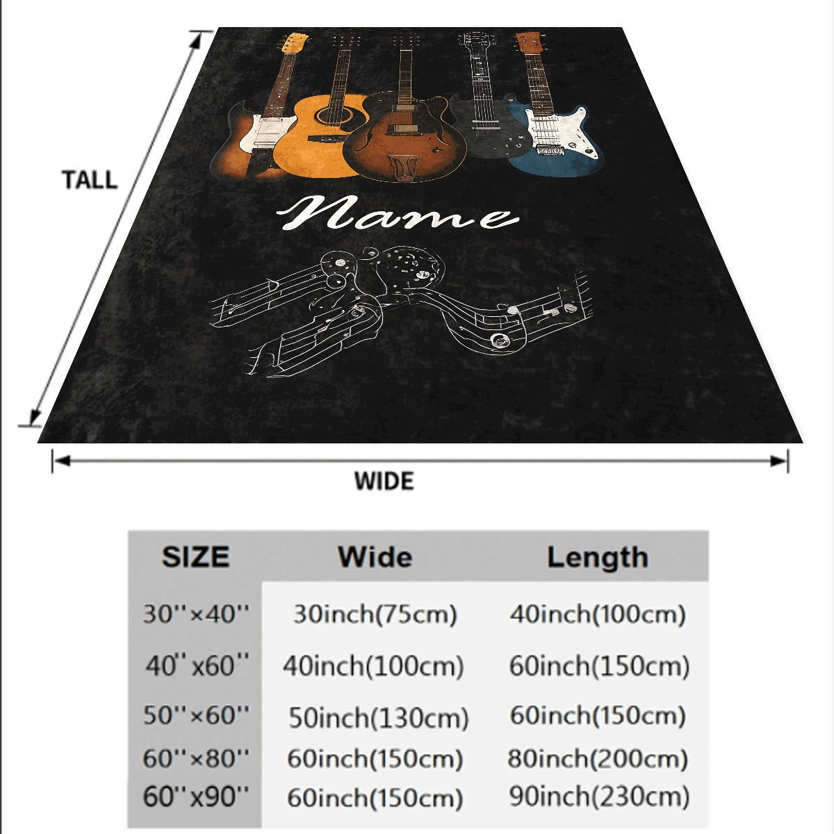 1pc [Flannel Blanket] Music Theme Throw with Colorful Guitars And Musical Notes Print Cozy Soft Flannel Material for Couch All-Season Use Perfect Gift for Music Lovers