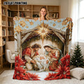 (2D Plane) 1pc Christmas Nativity Scene Blanket, Warm, Suitable for Sofa And Office Use, Ideal Christmas Gift for Friends And Family