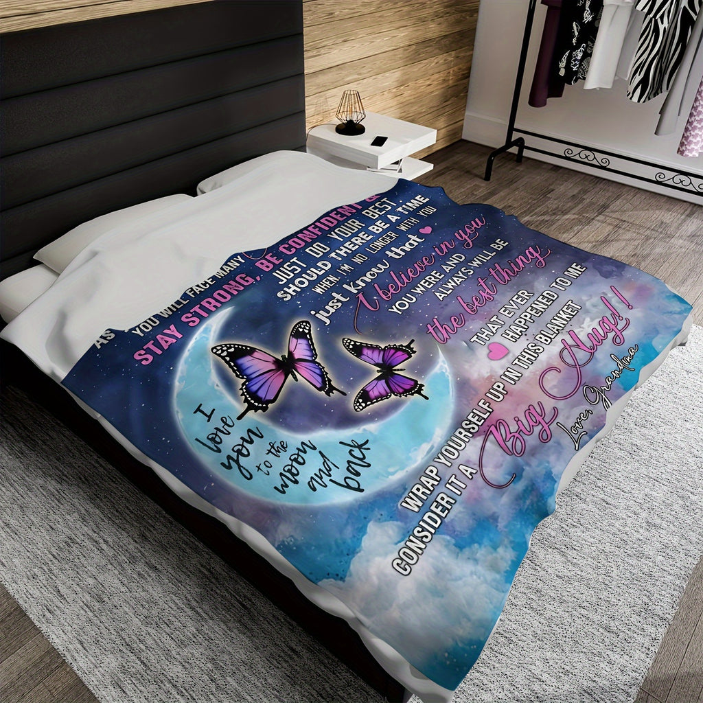Grandma's Gift for Granddaughter Blanket Birthday Anniversary Gift Blanket Soft Flannel Sofa Blanket TV Blanket