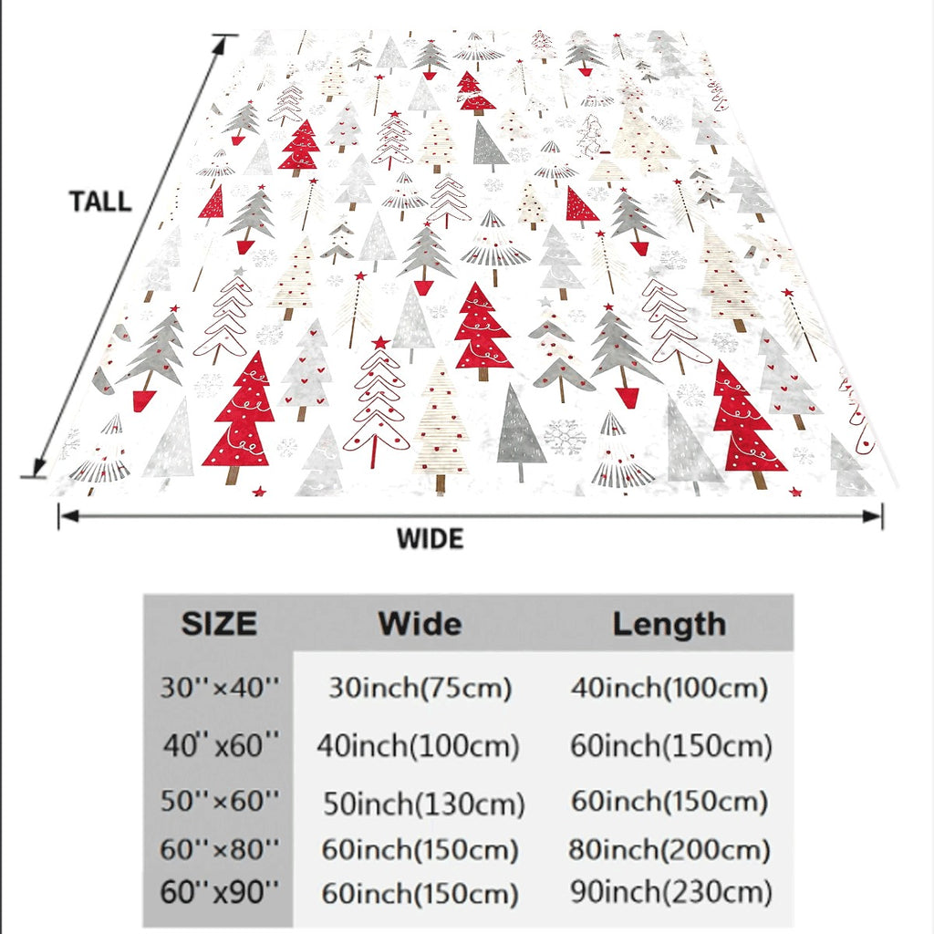 1pc Christmas Tree Pattern Flannel Blanket Soft Plush Flannel Throw with Colorful Christmas Trees & Snowflakes Cozy Warm Throw Blanket for Sofa Living Room All-Season Decorative Xmas Blanket