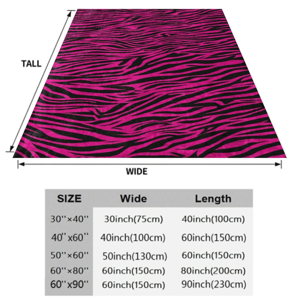 1pc Pink And Black Zebra Print Soft Flannel Blanket Cozy Plush Flannel Throw for Sofa All-Season Warm Decorative Blanket