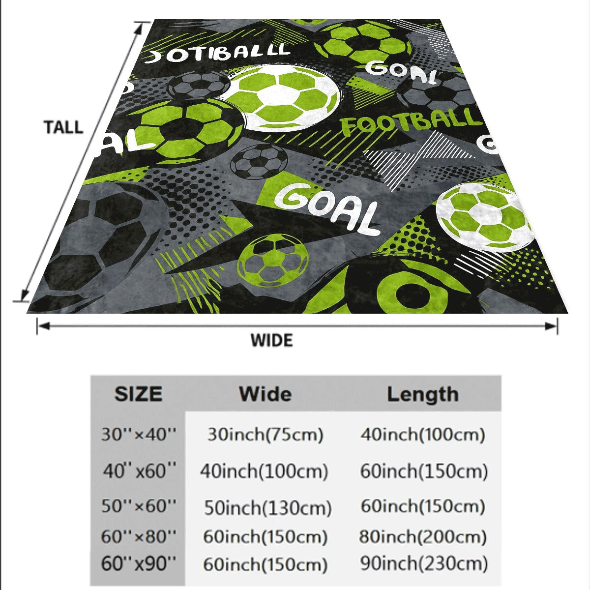 1pc (Soccer) Theme Plush Blanket Green And Black Goal Net Pattern with Soccer Balls And Text, All-Season Soft Bedspread for Room, Fan Gift, Bed Or Couch Throw, Hypoallergenic Comforter