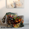 1pc Ultra-Soft 2D Flat Christmas Sleigh Trip Printed Flannel Blanket - Comfortable Double Size Sofa Blanket for, Sofa, Chairs, Office and Camping - Ideal Holiday Gift for All Seasons, 2D Flat
