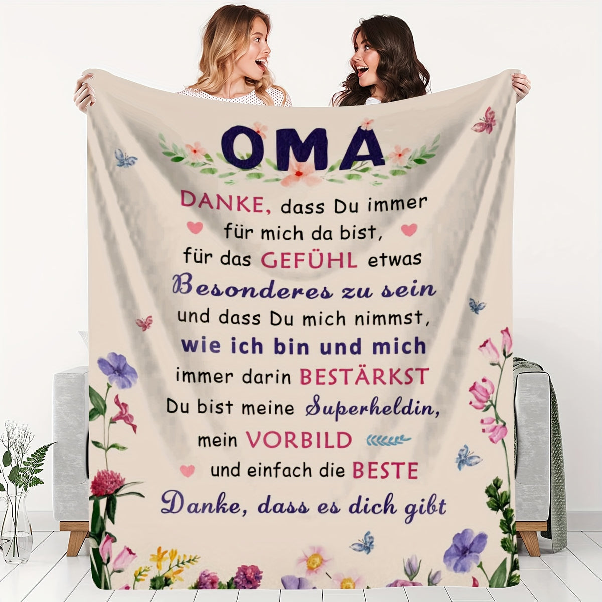 1pc Gifts for Grandma Blanket Birthday Gift Anniversary Blanket Soft Flannel Sofa Blanket