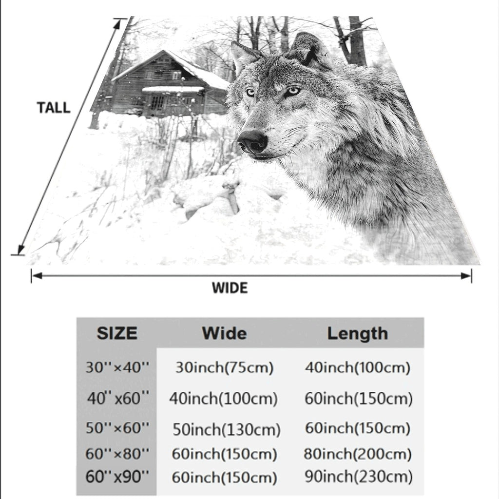1pc Cozy Wolf King in Snow Pattern Flannel Throw Blanket Perfect Gift for Friends, Soft & Warm for All Seasons, for Winter