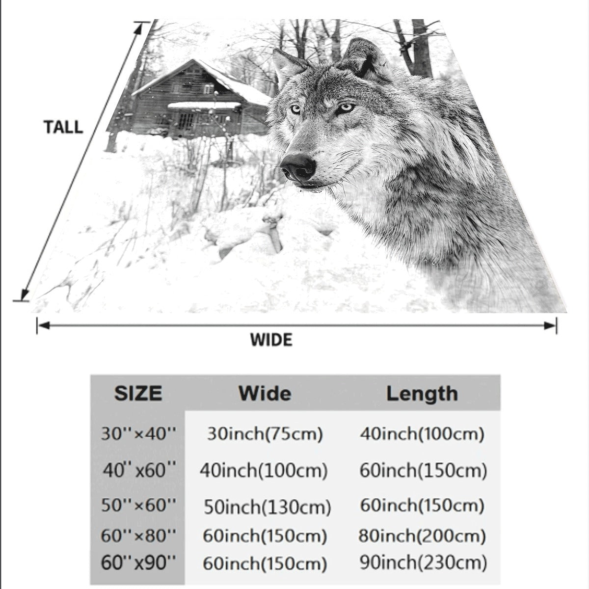 1pc Cozy Wolf King in Snow Pattern Flannel Throw Blanket Perfect Gift for Friends, Soft & Warm for All Seasons, for Winter