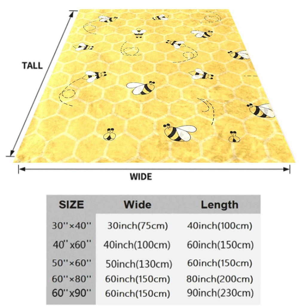 1pc A Vintage Yellow Flannel Blanket Featuring a Bee Design Suitable for All Seasons Made from Fabric with Digital Prints Versatile for Animal-Themed Bedding Great for Napping Camping Traveling
