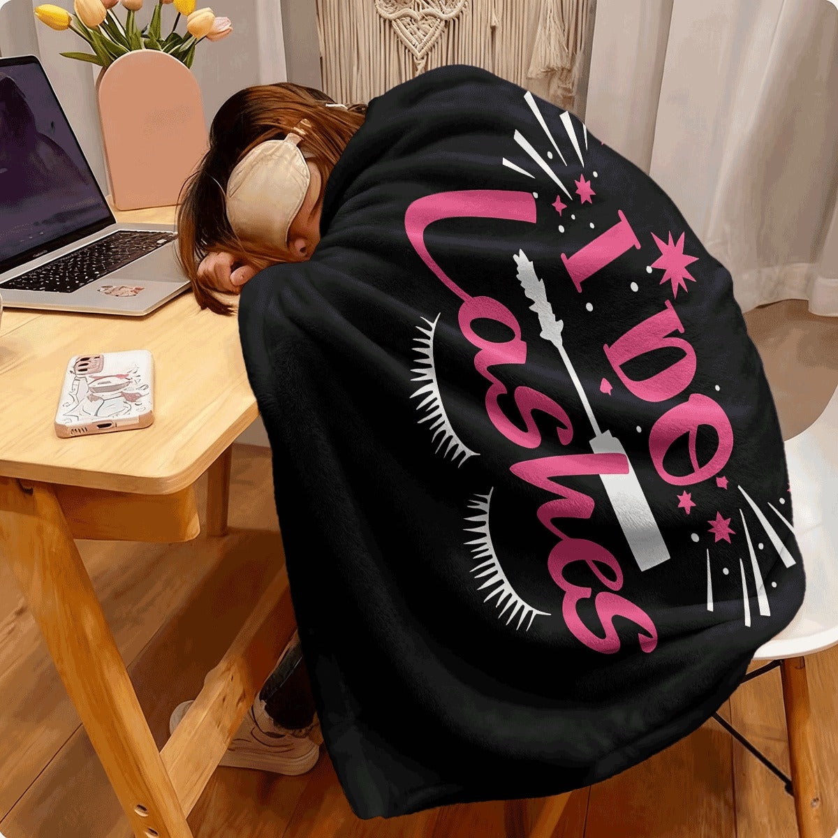 1pc I Do Lashes Pink Typography Black Flannel Blanket Soft Ultra-Soft for Room Couch Sofa Flannel Blanket Throw Size for All Season