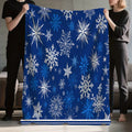 1pc Blue Snowflake-themed Flannel Blanket, Soft, Comfortable, and Warm, with a Dark Blue and White Design. A Four-season Universal Blanket and Warm Throw Blanket, Available in Multiple Sizes. Suitable for Living Room Sofas, Bedroom