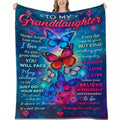 1pc Granddaughter Inspirational Blanket- Soft Flannel Throw with Granddaughter's Name, Birthday/Graduation Gift- Cozy or Travel Companion- Motivational Granddaughter Present for Women- All-Season Keepsake, Butterfly Design