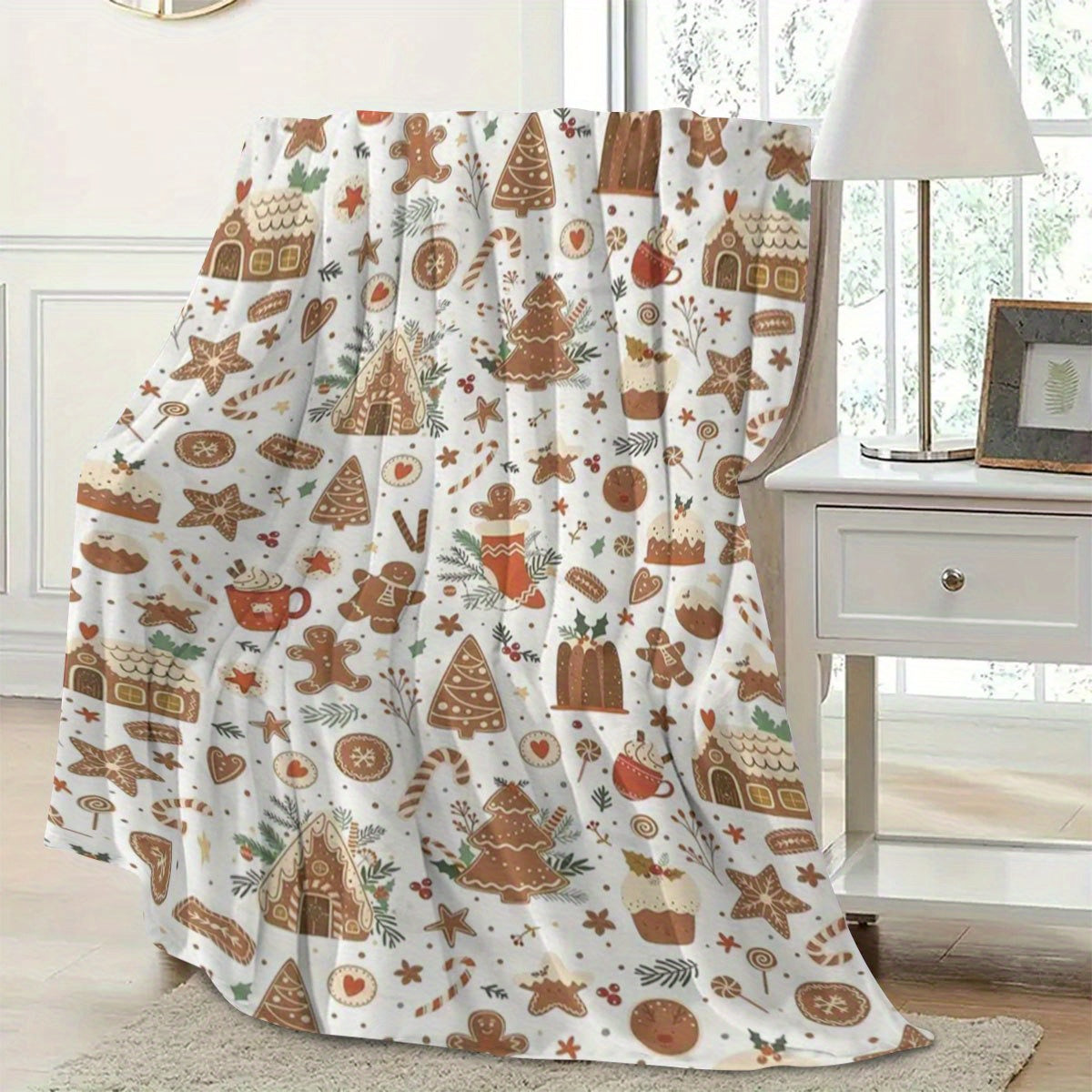 1 Comfortable Christmas Gift Blanket, Flannel Blanket with Christmas Element Patterns, Digital Print HD And Fade-Free, The Best Gift Blanket And Decoration, High-Quality Polyester Velvet