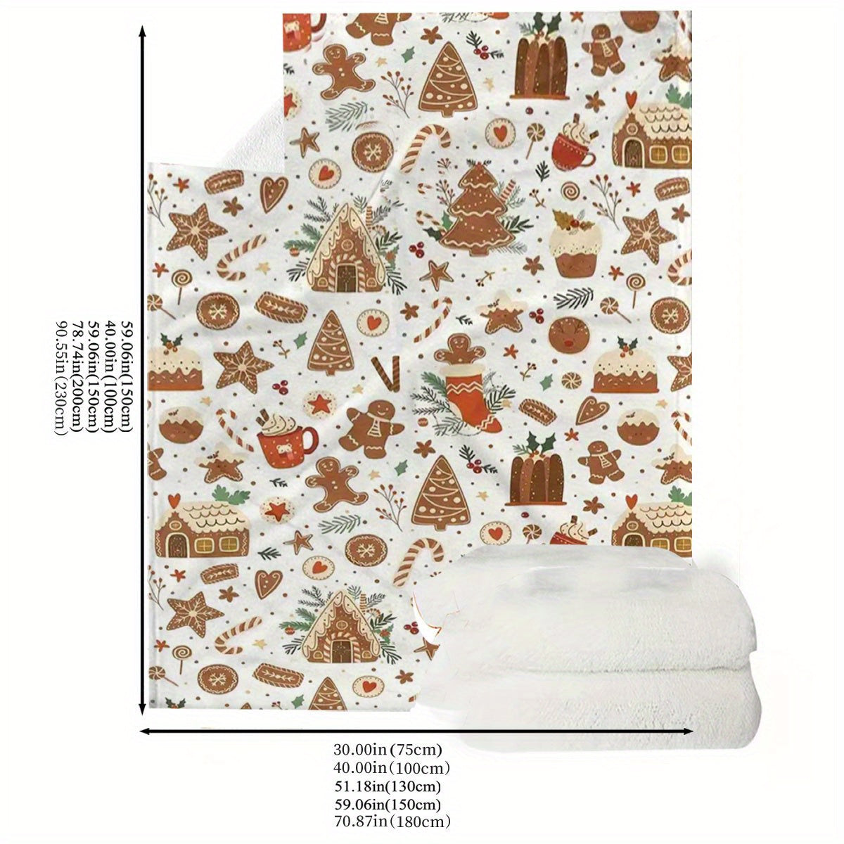 1 Comfortable Christmas Gift Blanket, Flannel Blanket with Christmas Element Patterns, Digital Print HD And Fade-Free, The Best Gift Blanket And Decoration, High-Quality Polyester Velvet