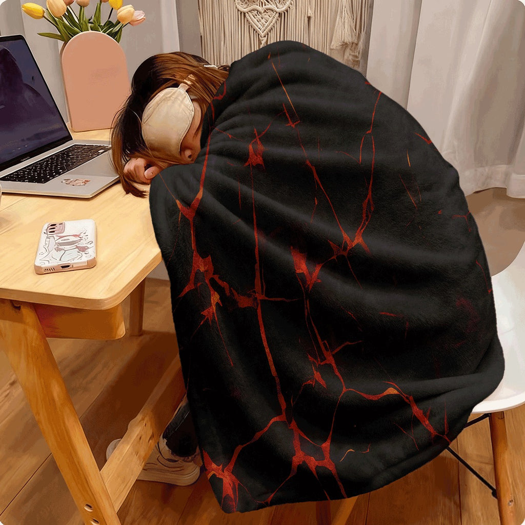 1pc Flannel Blanket Dark Retro Lava Glow Pattern Ultra-Soft Warm Blanket for Couch Sofa All Seasons