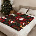 1pc Christmas Snowman And Pine Garland Theme Red-Toned Flannel Oversized Blanket, Festive Winter Decor Design, Large Throw Blanket, Durable Plush, All-Season Use, Suitable for Weekend Sofa Naps, Reading Time, Seasonal Home Use