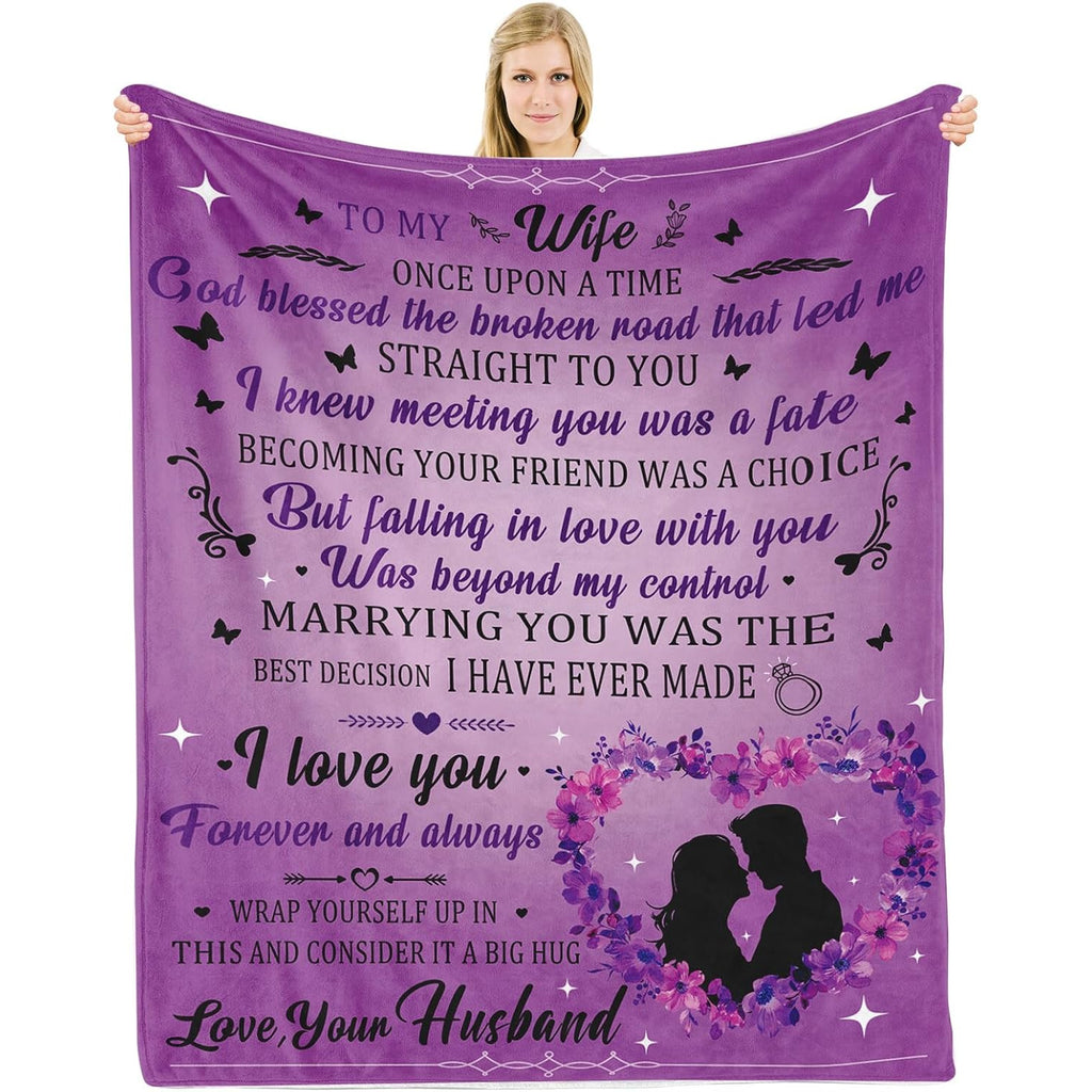 Gifts for My Wife on Mother'S Day And Her Birthday, a Blanket from Her Husband, Romantic Anniversary Presents for Women, Expressing My Love, in Purple, Measuring 60''X80''