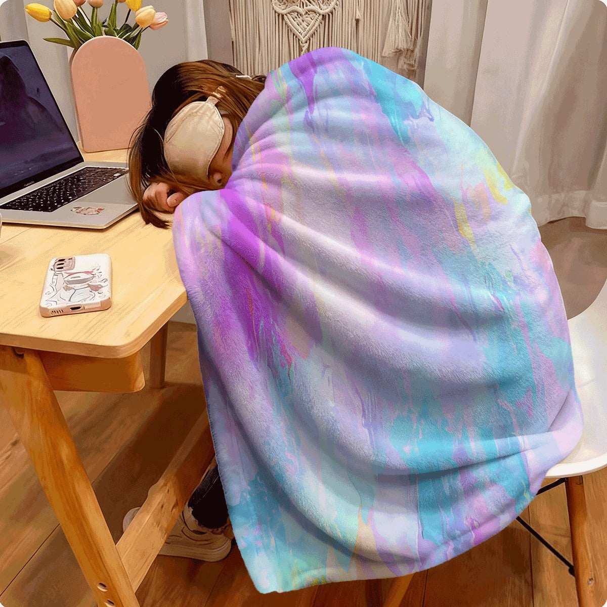 1pc Vibrant Rainbow Gradient Flannel Throw Blanket Soft Cozy and Warm with Blue & Purple Swirl Design Lightweight All-Season Comfort for Sofa or Office Perfect Gift for Friends & Fami