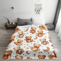 Cute Teddy Bear And Moon Patterned Blanket, Soft And Comfortable Sofa Bed Cover, Warm And Cozy Home Decor Gift, Multi-Purpose Warm Plush Blanket