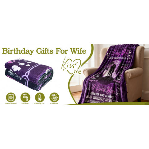 Presents for a Husband to Give to His Wife, Including a Cozy Blanket for Wedding Anniversaries, Birthdays, Christmas, Mother'S Day, And Valentine'S Day, Designed to Be Romantic for Her, Measuring 60X80 in Purple