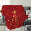 1pc Christmas Tree And Star Pattern Red Flannel Blanket, Soft Comfortable Warm, Festive Design, All-Season Blanket, Warm Cover, Multiple Sizes Available, Suitable for Living Room Sofa, Bedroom, Casual Reading, Winter Heating