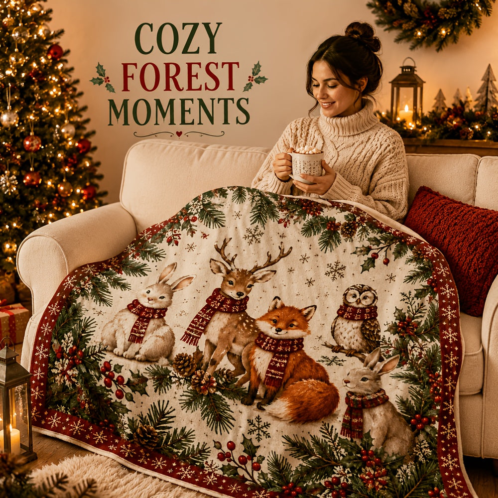 Blankets, Forest Animals Christmas Party Flannel Blankets Autumn And Winter Warm Living Room Sofa Blankets Bedroom Blankets Lunch Break Air Conditioning Blankets