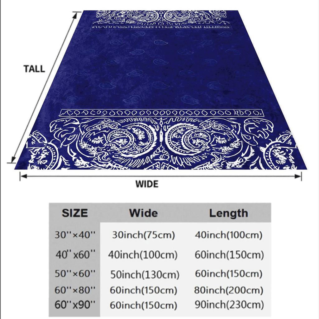 1pc Paisley Pattern Flannel Throw Blanket Soft, Tear-Resistant, Reversible Bohemian Style for Couch, Nap, Travel, and Camping Blue and White Multipurpose Blanket for All Seasons, Camping Acce