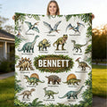 Personalized Custom Name Blanket, Jurassic Dinosaur Pattern Fleece Blanket, Gift for Outdoor Enthusiasts, All-Season Plush Blanket, Suitable for Home And Travel, Comfortable Personalized Blanket, Ideal Holiday Gift for Family And Friends