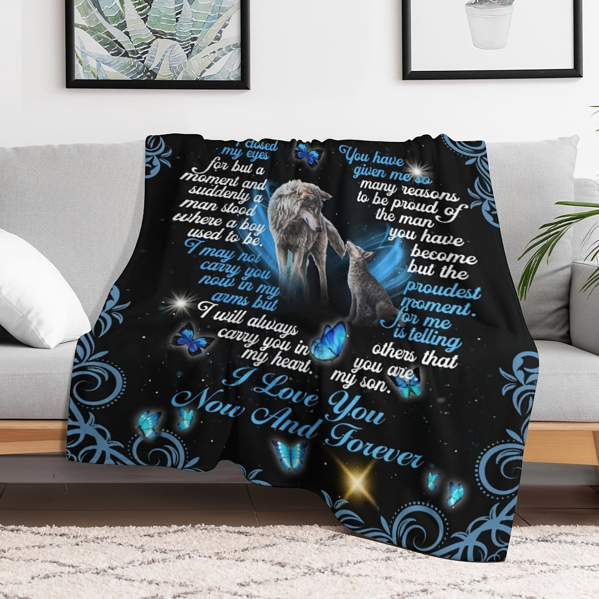 Comfortable Flannel Blanket Soft, Son, I Love You Now and Forever, Warm and Lightweight, Suitable for All Seasons, Perfect for Sofa, Bed, Travel, Camping, Etc., Ideal Holiday Gift for Christmas, Halloween, or Any Occasion, 1pc