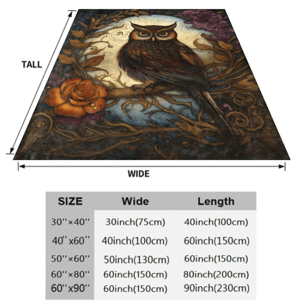 1pc Retro Owl Thin Blanket Lightweight Flannel Throw for Sofa Travel Camping Livingroom Office Couch Chair And Digital Printing Fleece Blanket with Soft And Warm Flannel Fabric