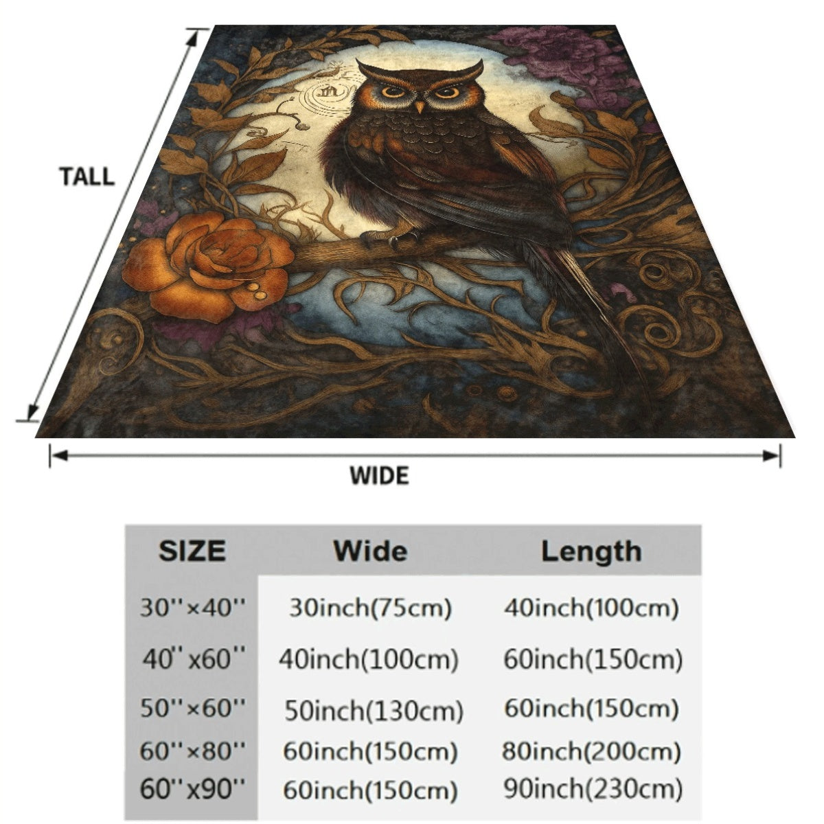 1pc Retro Owl Thin Blanket Lightweight Flannel Throw for Sofa Travel Camping Livingroom Office Couch Chair And Digital Printing Fleece Blanket with Soft And Warm Flannel Fabric