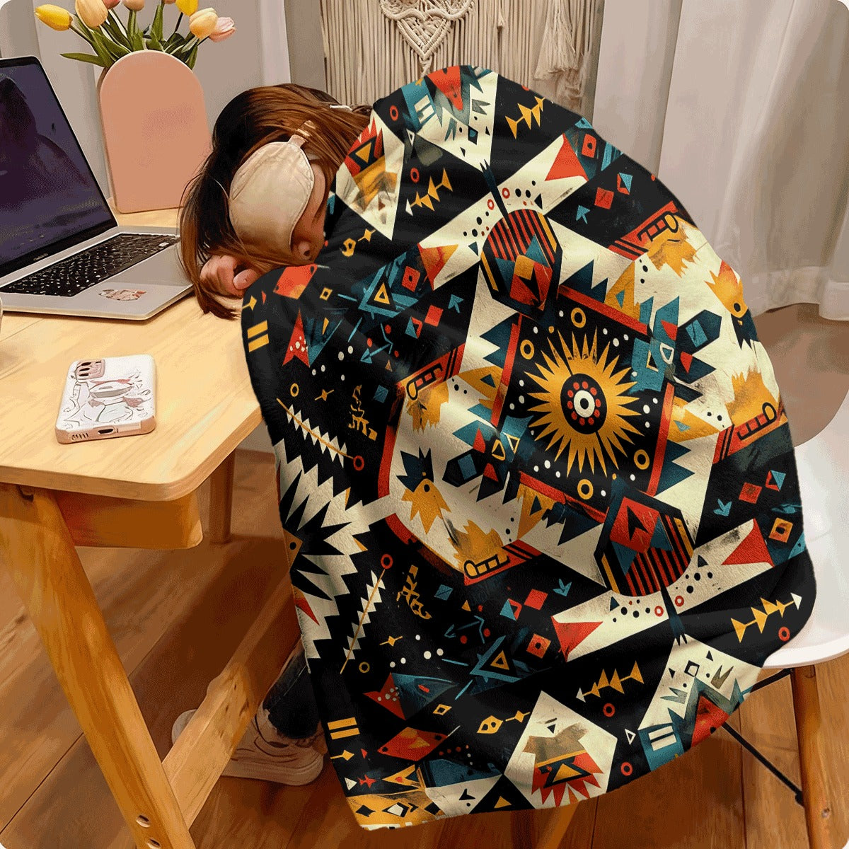1pc a Soft And Stylish Flannel Blanket Featuring a Beautiful Geometric Design, Perfect for Keeping Warm. an Ideal Gift for Creating Holiday Memories, Suitable for Close Friends And Family, And Great for Napping