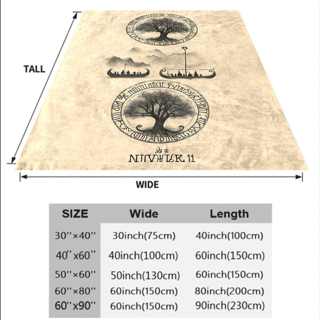 1pc A Polyester Blanket Featuring Viking Runes, The Tree of Life, And Viking Longship Patterns, Suitable for Sofas, Offices, Home, Camping, And Travel, a Versatile Nap Blanket, Perfect As a Fun Gift