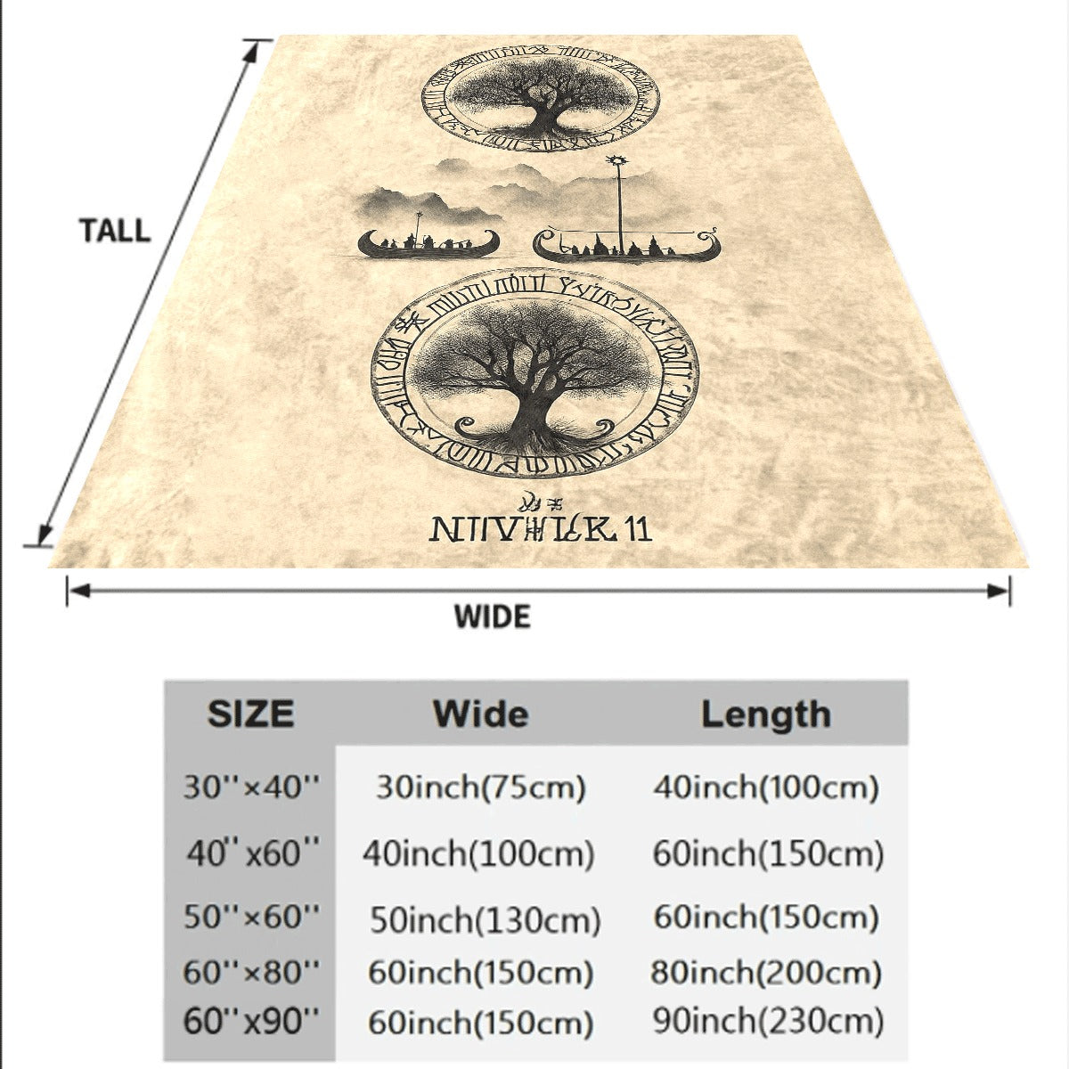 1pc A Polyester Blanket Featuring Viking Runes, The Tree of Life, And Viking Longship Patterns, Suitable for Sofas, Offices, Home, Camping, And Travel, a Versatile Nap Blanket, Perfect As a Fun Gift
