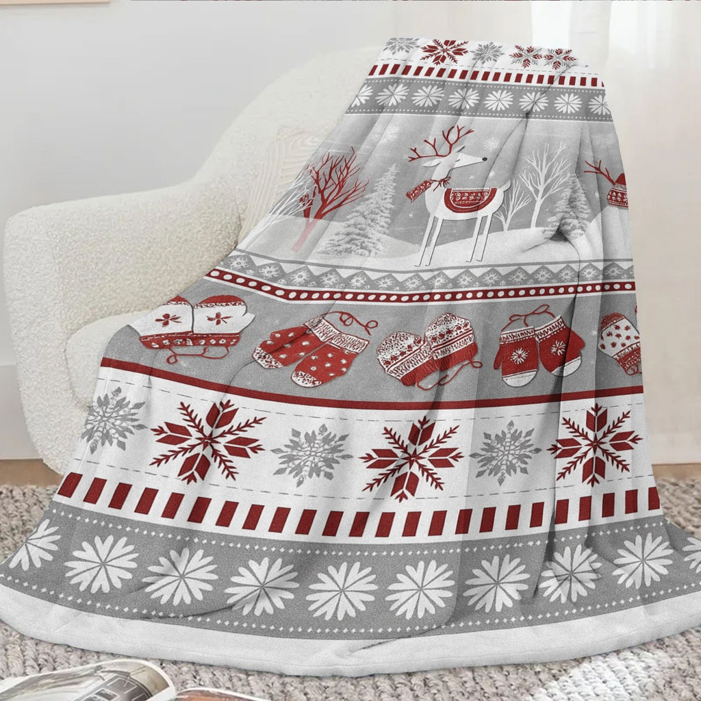 Ultra-Soft Thermal Flannel Blanket in a Comfortable Retro Design with Reindeer And Snowman Motifs, Perfect for Sofas Or Travel. Ideal for Holiday Gifts, This Vintage-Inspired Blanket Features a Holiday Motif