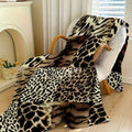 1pc 2D Flat-printed Leopard and Tiger Stripe Patchwork Blanket, Soft Flannel Throw, Beige and Black Design, All-season Warm Cover Blanket, Suitable for Living Room Sofas, Bedroom, Office Breaks, Outdoor Picnics, and Camping, 2D Flat