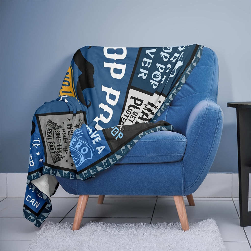 Pop Pop Gift Blanket: Ideal for Celebrating for dad'S Birthday, Father'S Day, Christmas, Or Any Special Event - Modern Design, Machine Washable, Made of 100% Polyester