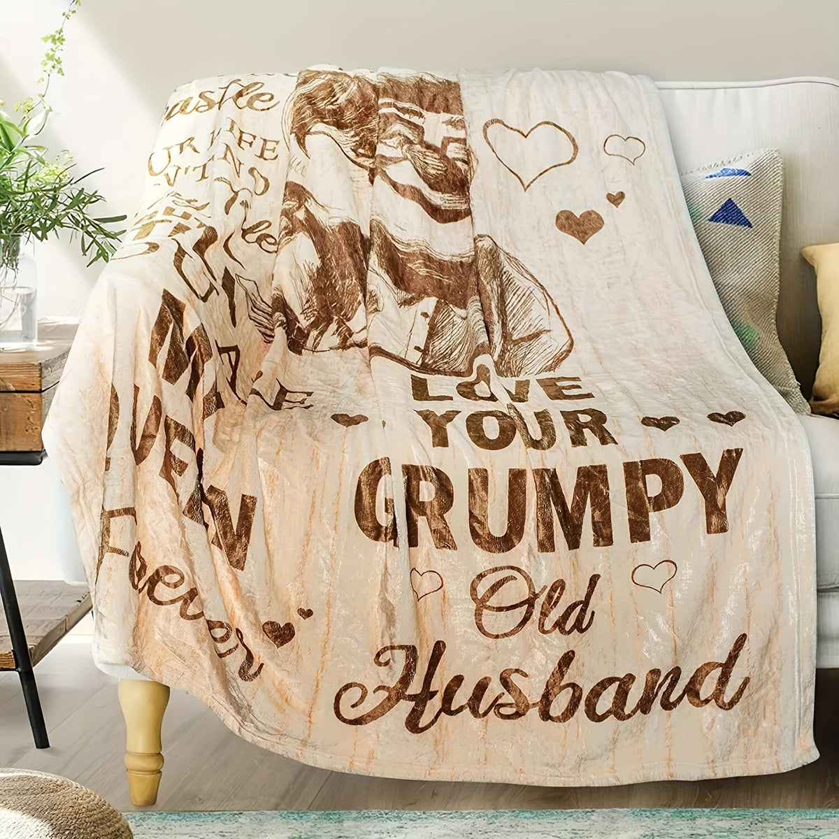50x60 Inch Wife Blanket - Gift from Husband with Names/ Messages, Microfiber Flannel -, Romantic Birthday & Anniversary Present for