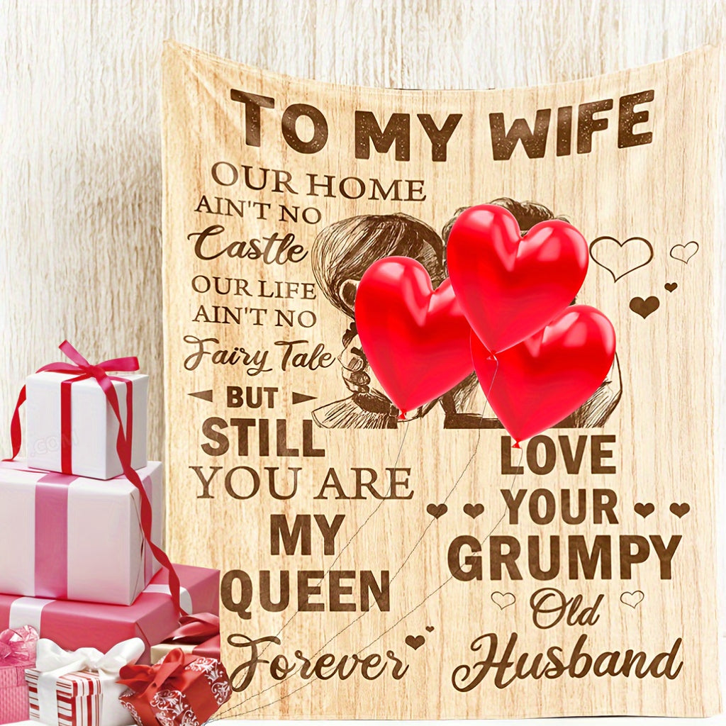 50x60 Inch Wife Blanket - Gift from Husband with Names/ Messages, Microfiber Flannel -, Romantic Birthday & Anniversary Present for