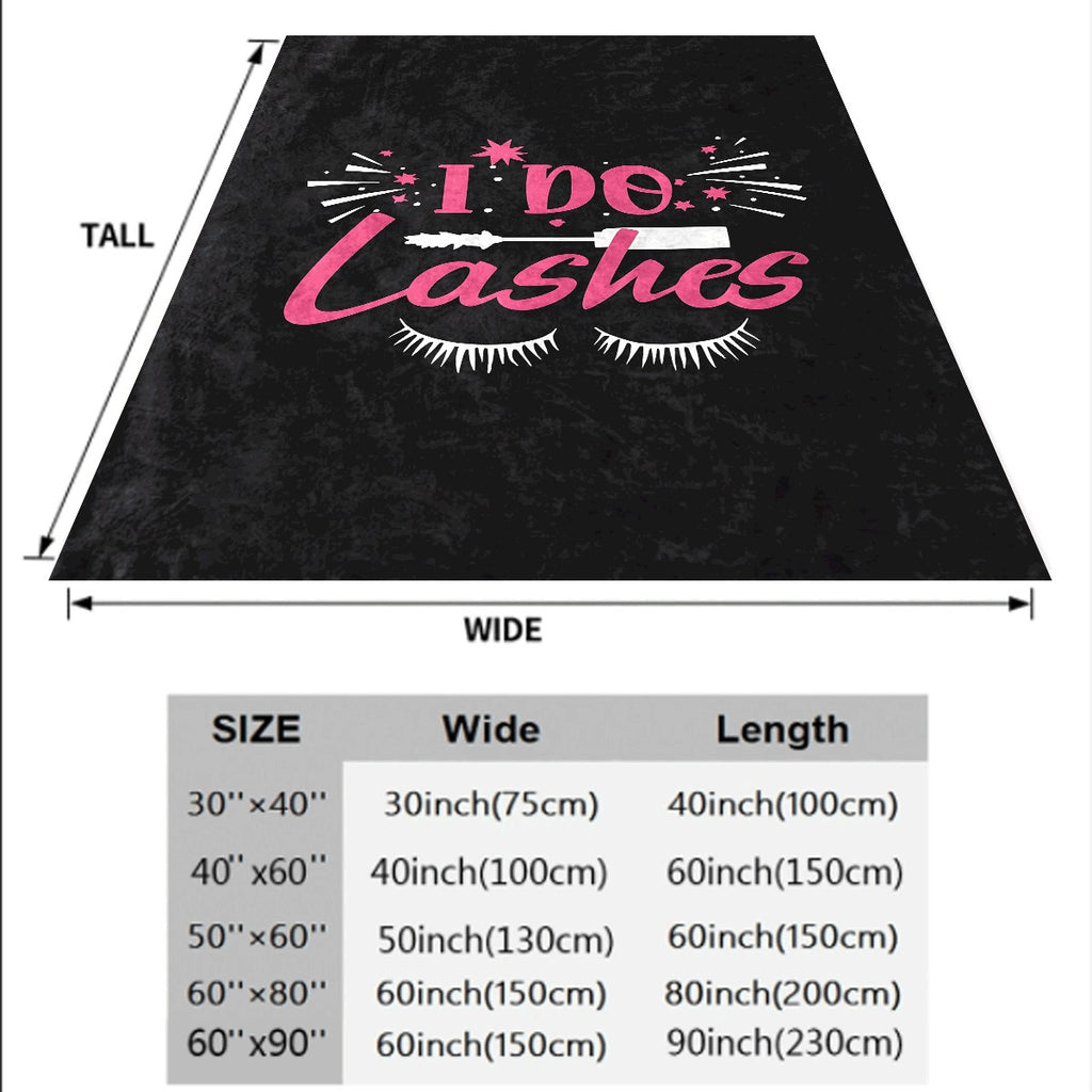 1pc I Do Lashes Pink Typography Black Flannel Blanket Soft Ultra-Soft for Room Couch Sofa Flannel Blanket Throw Size for All Season